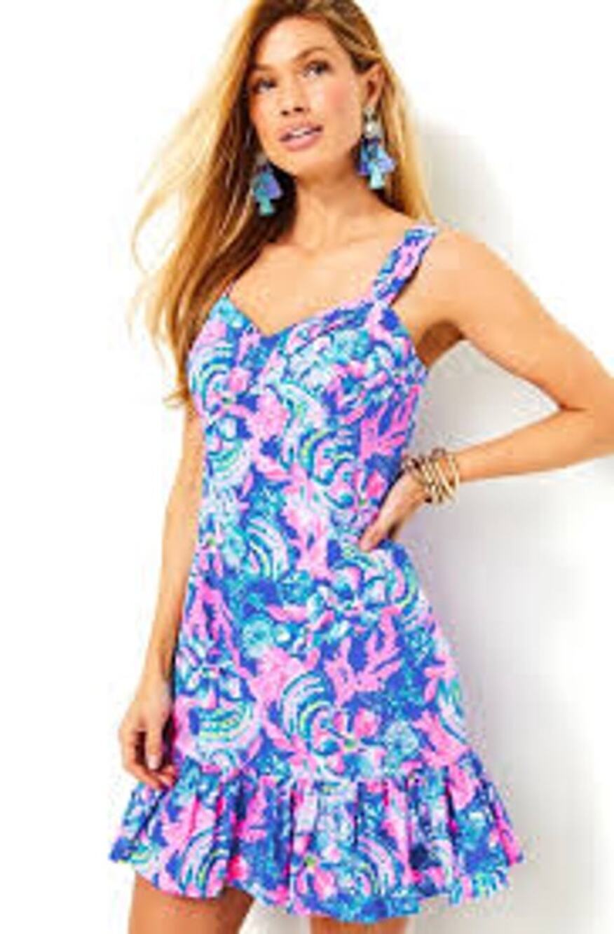 EUC Lilly Pulitzer Dress Rocko Cotton Romper jumpsuit Blue Tang size 4